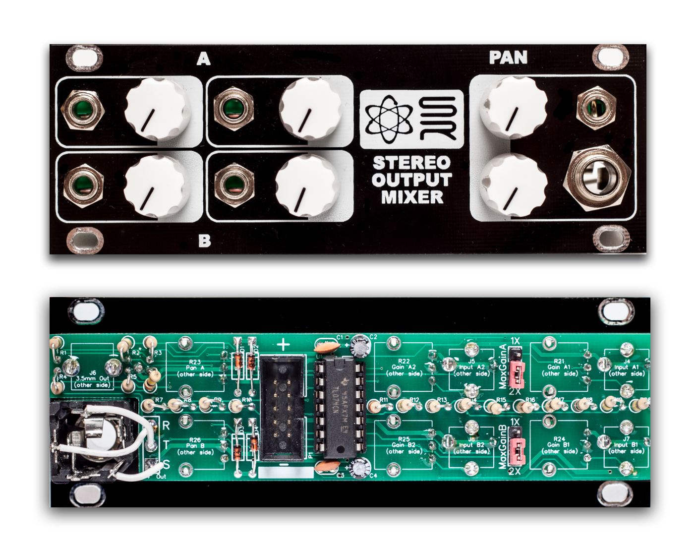 1U Stereo Output Mixer Synthrotek